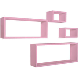 Sanitec - tagères à mur rectangulaires lot de 4 pc mod. merlino rose
