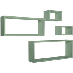 Sanitec - tagères à mur rectangulaires lot de 4 pc mod. merlino vert d'eau