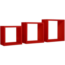 Sanitec - tagères cubiques murales lot de 3 cubes modulaires mod. incubo rouge