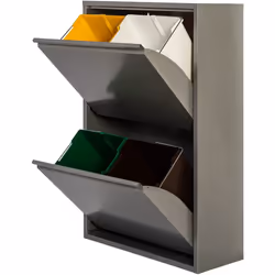 Armoire de recyclage en métal 4 tiroirs gris 92x60x25cm, 15 litres par seau