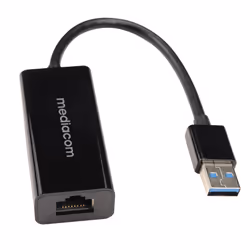 Mediacom MD-U103, Avec fil, USB Type-C, Ethernet, 1000 Mbit/s, Noir