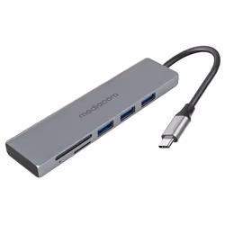 Mediacom MD-C302, USB 3.2 Gen 1 (3.1 Gen 1) Type-A, USB Type-C, MicroSD (TransFlash), SD, Aluminium, 1 pièce(s)