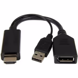 Link Accessori LKADAT202 câble vidéo et adaptateur 1 m HDMI Type A (Standard) DisplayPort + USB Type-A Noir