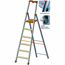 Échelle en aluminium de haute qualité pour un usage professionnel et domestique, avec une garantie de 5 ans. Il a des montant ...