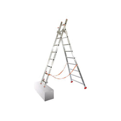 Perel - Echelle transformable 2x8 barreaux - Longueur déployée 3.70m - Sol plat ou escalier - ATL230-2
