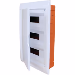 Tableau d'encastrement 36 modules avec cadre blanc et porte blanc. Avec rail DIN, matériau isolant technopolymère non propage ...
