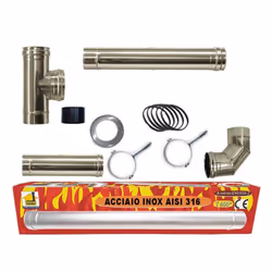 Kit poele a granules tubes 80 mm. Tuyaux en acier inoxydable 316 L CE 1856-2. Resistant a 600°. Fabrique en Italie, soude au  ...