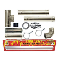 Cheminee inox kit conduits de fumee poele a granules dn 80 tube en acier 316 reglable 600 ce Made in Italy uni 1856-2