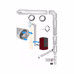 Kit d'aspiration et d'evacuation coaxiale pour poele a granules Kit façade MBM 80/130 en acier inoxydable 316 pour configurat ...