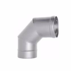 Tube coaxial inox courbe 90 diametre 80/130 CE en acier 316 pour poele a pellets. Fabrique en Italie. Conduit coaxial conform ...