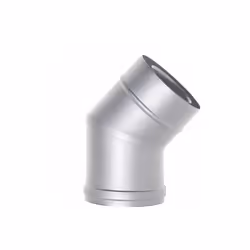 Tube coaxial inox courbe 45 diametre 80/130 CE en acier 316 pour poele a pellets. Fabrique en Italie. Conduit coaxial conform ...