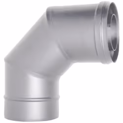 Tube coaxial courbe 90 INOX diametre 80/125 CE en acier 316 pour poele a pellets. Fabrique en Italie. Conduit coaxial conform ...