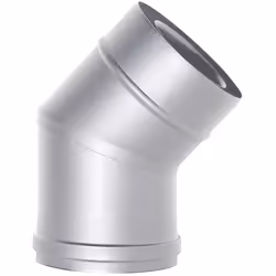 Tube coaxial inox courbe 45 diametre 80/125 CE en acier 316 pour poele a pellets. Fabrique en Italie. Conduit coaxial conform ...