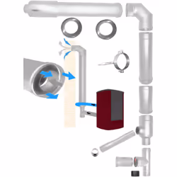 kit d'aspiration et d'evacuation coaxiale pour poele a granules Kit façade MBM 80/125 en acier inoxydable 316 pour configurat ...