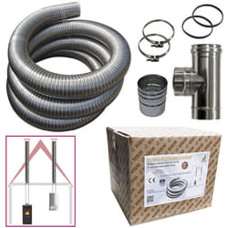 Kit tuyau en acier inoxydable 316 flexible 10 mt diamètre 80 mm intérieur lisse à la norme ce en 1856 2 conduit de fumée