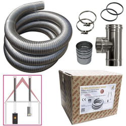 MBM - Kit tuyau en acier inoxydable 316 flexible 3 mt diamètre 80 mm intérieur lisse à la norme ce en 1856 2 conduit de fumée