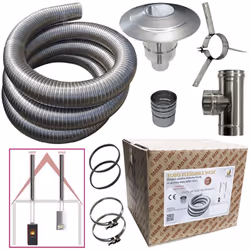 Kit tuyau en acier inoxydable 316 composé de : flexible 3 mt, diamètre 80 mm. Intérieur lisse conforme à la norme CE EN 1856- ...