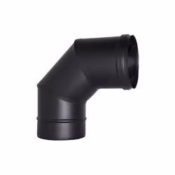 Tube coaxial noir courbe 90 diametre 100/150 CE en acier 316 pour poele a pellets. Fabrique en Italie. Conduit coaxial confor ...