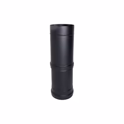 Longueur de l'element telescopique a tube coaxial noir. 550/940 mm diametre 100/150 CE en acier 316 pour poele a pellets. Fab ...