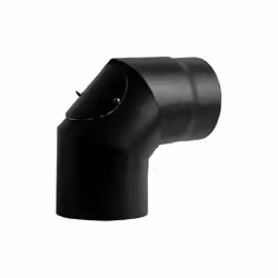 Coude 90 avec inspection DN 120, 600 degres, emaille peint en noir pour poele a bois. Fabrique en Italie. Élement en acier au ...