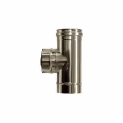 Raccord T 90 conduit de fumee Dn 150. Tuyau en acier inoxydable 316 a paroi simple. Raccord T male-femelle avec sortie centra ...