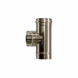 Raccord T 90 conduit de fumee Dn 180. Tuyau en acier inoxydable 316 a paroi simple. Raccord T male-femelle avec sortie centra ...