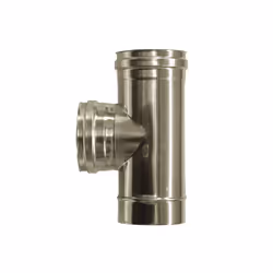 Raccord T 90 conduit d’evacuation a paroi double inox DN 150/200. Le raccord T permet de raccorder le conduit de fumee au con ...