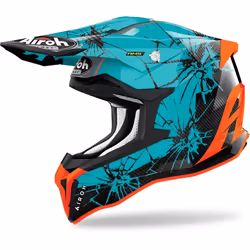 Airoh Strycker Crack Carbon Casque Motocross, noir-vert-orange, taille XS pour Hommes