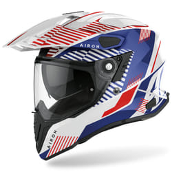Airoh Commander Boost Casque de motocross, blanc-rouge-bleu, taille XS pour Hommes
