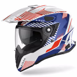 Airoh Commander Boost Casque de motocross, blanc-rouge-bleu, taille XS pour Hommes