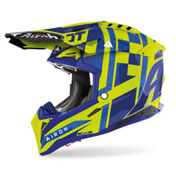 Airoh Aviator 3 TC21 Casque de motocross, bleu-jaune, taille XS pour Hommes
