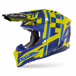 Airoh Aviator 3 TC21 Casque de motocross, bleu-jaune, taille XS pour Hommes