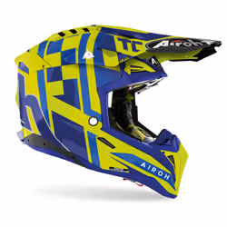 Airoh Aviator 3 TC21 Casque de motocross, bleu-jaune, taille XS pour Hommes