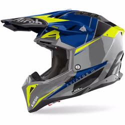 Airoh Aviator 3 Push Casque de motocross, bleu, taille M pour Hommes