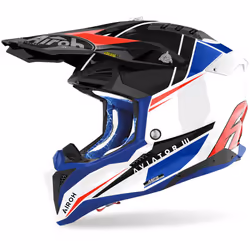 Airoh Aviator 3 Push Casque de motocross, rouge-bleu, taille S pour Hommes