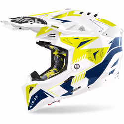 Airoh Aviator 3 Spin Casque de motocross, bleu-jaune, taille L pour Hommes