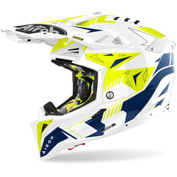 Airoh Aviator 3 Spin Casque de motocross, bleu-jaune, taille XL pour Hommes