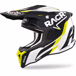 Airoh Strycker Racr Casque de motocross, noir-blanc-jaune, taille S pour Hommes