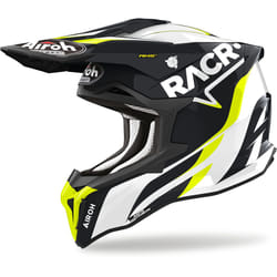Airoh Strycker Racr Casque de motocross, noir-blanc-jaune, taille S pour Hommes
