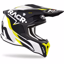 Airoh Strycker Racr Casque de motocross, noir-blanc-jaune, taille S pour Hommes