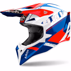Airoh Wraaap Feel Casque de motocross, blanc-rouge-bleu, taille L pour Hommes