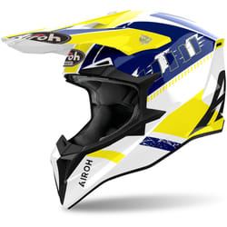 Airoh Wraaap Feel Casque de motocross, blanc-bleu-jaune, taille L pour Hommes