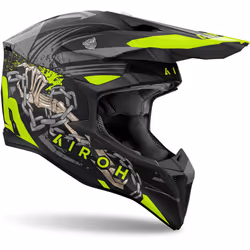 Airoh Wraaap Darkness Casque de motocross, noir-jaune, taille 2XL pour Hommes