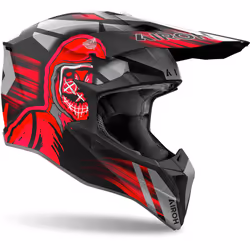 Airoh Wraaap Cyber Casque de motocross, noir-gris-rouge, taille S pour Hommes