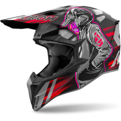 Airoh Wraaap Cyber Casque de motocross, noir-gris-rouge, taille 2XL pour Hommes