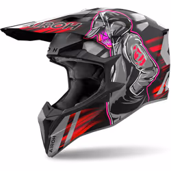 Airoh Wraaap Cyber Casque de motocross, noir-gris-rouge, taille 2XL pour Hommes