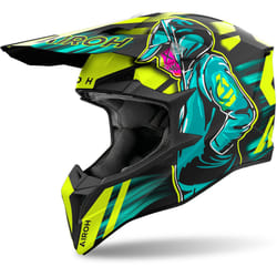 Airoh Wraaap Cyber Casque de motocross, bleu-jaune, taille M pour Hommes