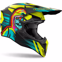 Airoh Wraaap Cyber Casque de motocross, bleu-jaune, taille 2XL pour Hommes