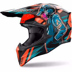 Airoh Wraaap Cyber Casque de motocross, bleu-orange, taille M pour Hommes