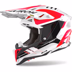 Airoh Aviator 3 Saber Casque de motocross, blanc-rouge, taille S pour Hommes